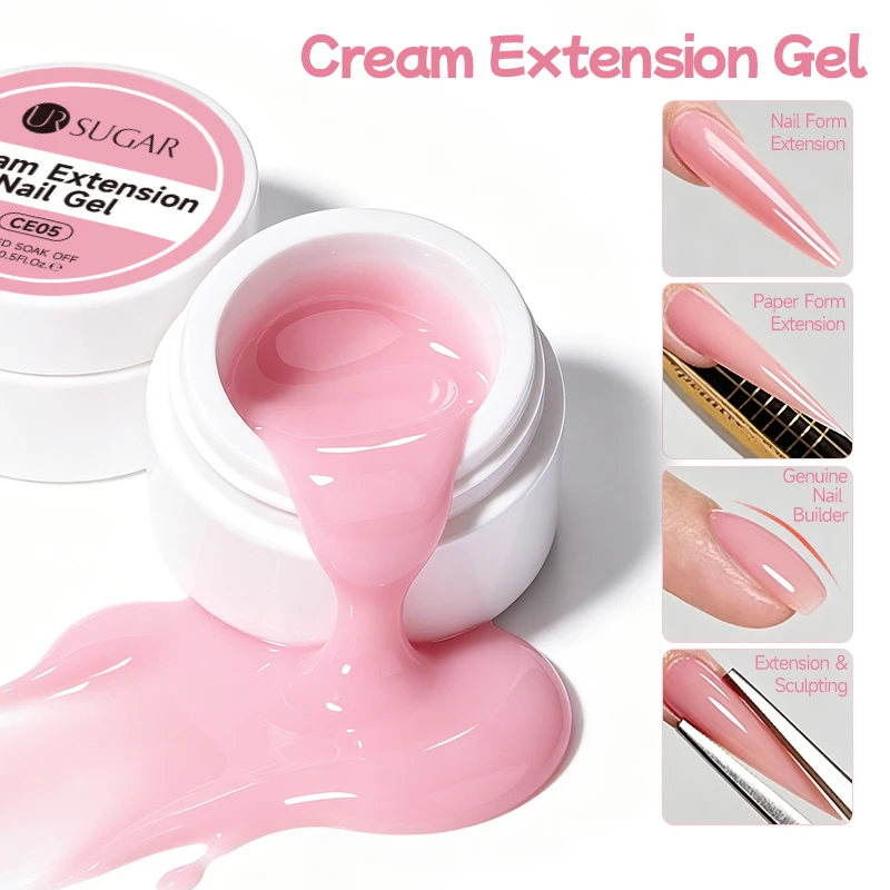 UR SUGAR 15ml Rosa Creme-Verlängerungs-Aufbaugel Flüssiges Acrylgel Abziehbares LED UV-Gel Schnell Aufbauendes Nagellack Image
