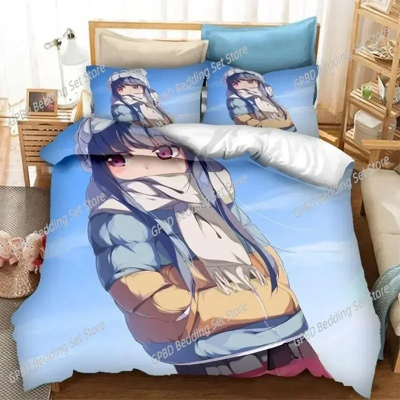 Luxe nouveau 3D impression Anime Yuru Camp ensemble de literie housses de couette taies d