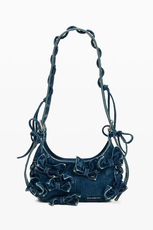 Denim Bag Appliqués, Cotton - Blue - Desigual Shoulder Bags