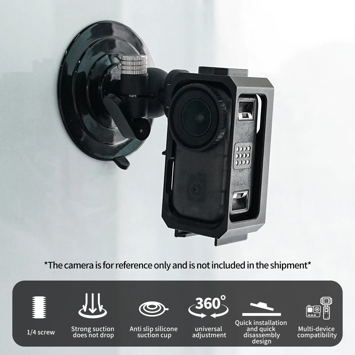 Vakuum-Saugnapf Kamerahalterung Ein-Tasten-Verriegelung 360° ° Verstellbarer Kugelkopf für GoPro Insta360 DJI Action-Kamera Handy-Lichthalterung Image