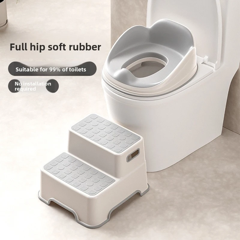 Langkes Premium Großer Toilettensitz mit Tritthocker für Kinder und Kleinkinder, Rutschfester Toilettentrainer-Sitzüberzug, Spritzwassergeschützter Toilettentrainer