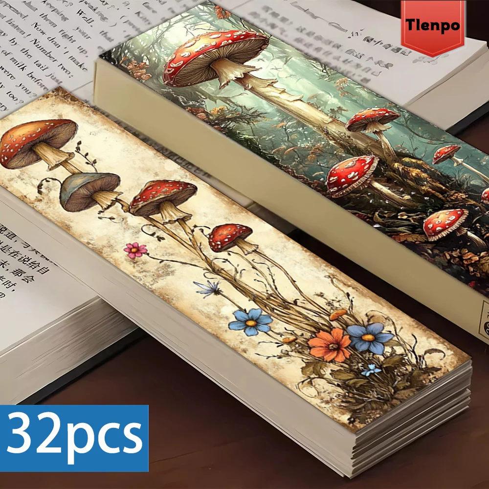 32 Stück, Märchenhaftes Pilz-Lesezeichen, naturfreundliches Geschenk für Bücherwürmer, Freunde und Lehrer, Lesezeichen, DIY dekorativer Seitenmarker Image