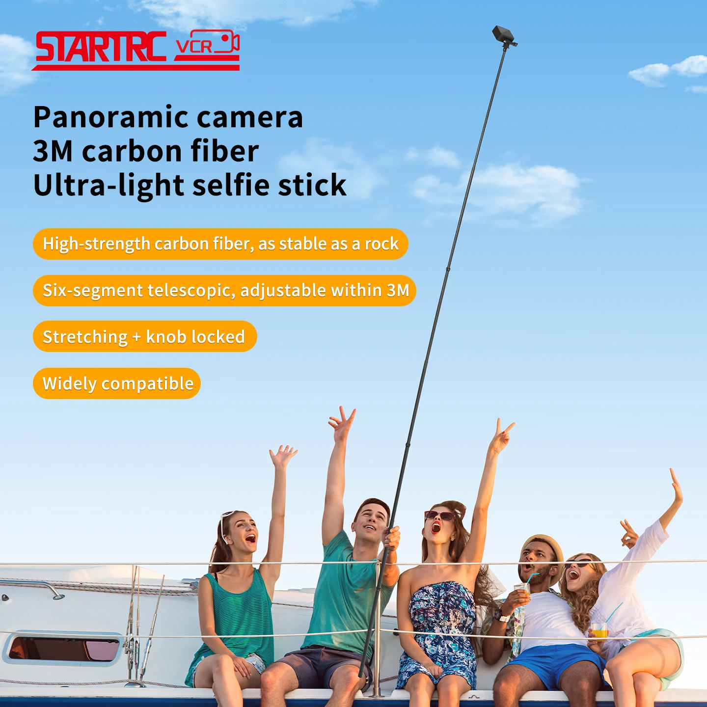 Universeller Verlängerungs-Selfie-Stick für DJI Osmo 360/Insta360 X5/X4, 3 m extra langer, unsichtbarer Selfie-Stick, Sportkamera-Zubehör Image