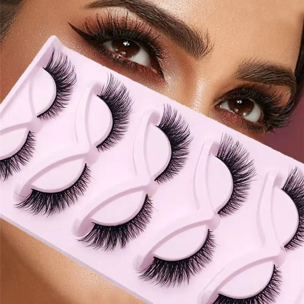 5 Paar Katzenwimpern, natürlich, lang, aus künstlichem Nerz, Fuchsflügel, flauschige künstliche Wimpern, Maquiagem, Kosmetik, Make-up Image