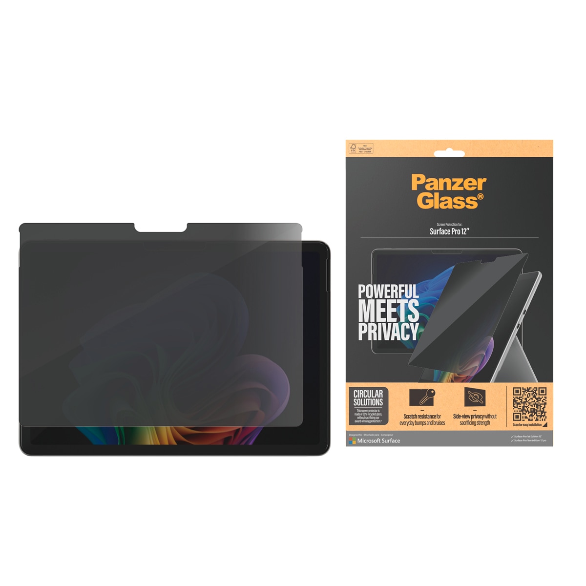 CARE BY PANZERGLASS Displayschutzglas "Privacy Screen Protector", schwarz (transparent), B:24,3cm H:0,2cm T:36mm, Displayfolien, Displayschutzfolie, Schutzfolie, Bildschirmschutz, kratz- & stoßfest