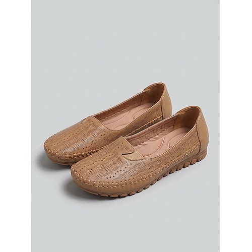 Rosa, atmungsaktive, perforierte Mokassins zum Hineinschlüpfen – bequeme Laufschuhe mit weicher, gepolsterter Innensohle Rutschfeste Sohle für Reisen, Shopping, Business-Casual, tägliche Spaziergänge Image