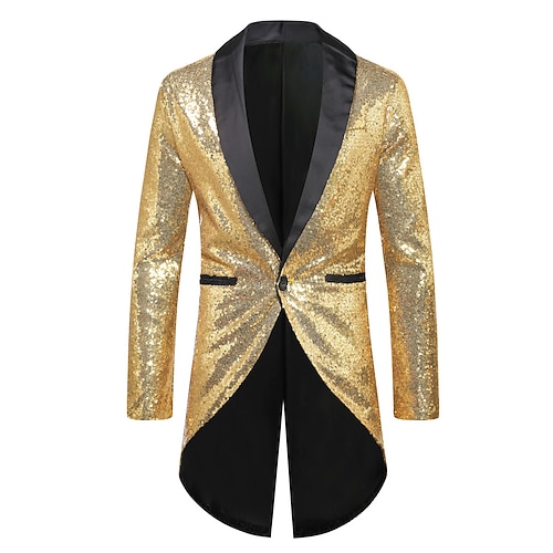 Retro Vintage Disko 1980er Frack langarm Disco Pailletten Kostüm Herren Halloween Karneval Party Leistung Nachtclub Erwachsene Mantel Image