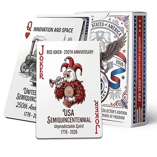 Gedenkspielkarten zum 250. Jahrestag der USA, Sammleredition zum 50-jährigen Jubiläum (1776–2026), patriotisches historisches Kartenspiel der Vereinigten Staaten – ein Geschenk für