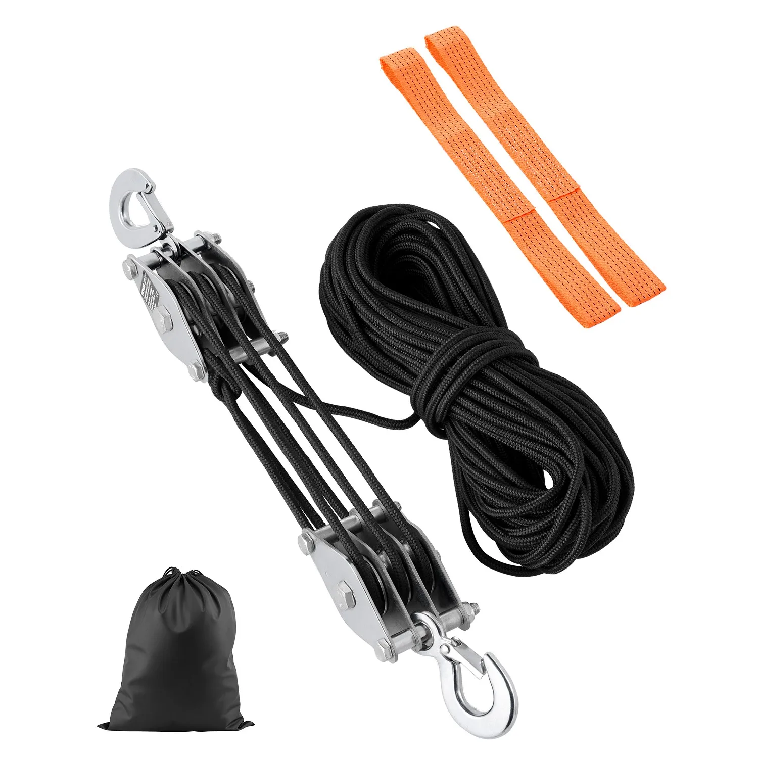 SucceBuy 1100LBS Manueller Seilzug mit 100ft Seil, Handkran mit 5:1 Hebeleistung & 2-Schlaufen-Seilsystem zum Heben von Gegenständen Image