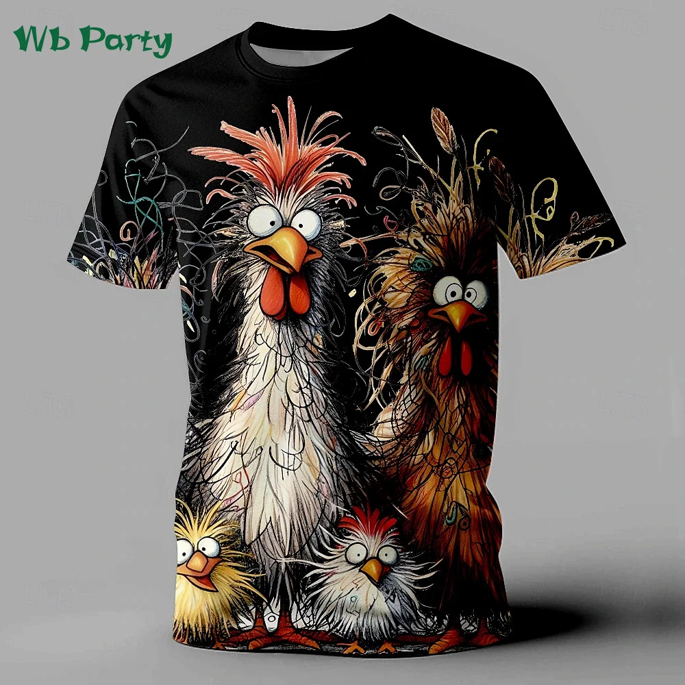 3D-gedruckte lustige Tier-Hühner-Sport-T-Shirts für Männer und Frauen, schnell trocknend, atmungsaktiv, für Outdoor, Streetwear, Rollenspiele, Eltern-Kind-Oberteile Image
