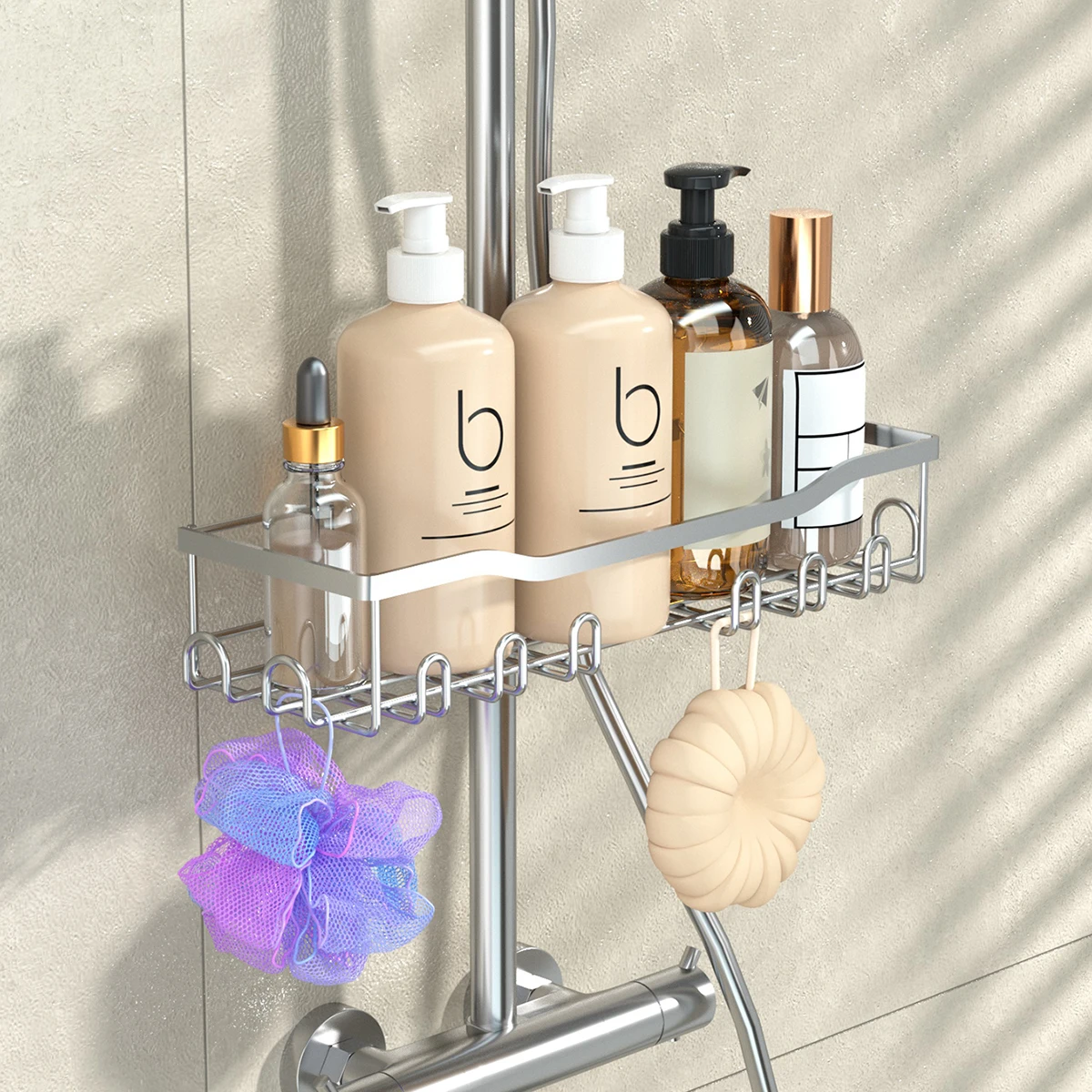 Support de douche, support de panier de rangement de salle de bain sans perçage, porte-savon, utilisé pour les produits de douche et de salle de bain, support de salle de bain