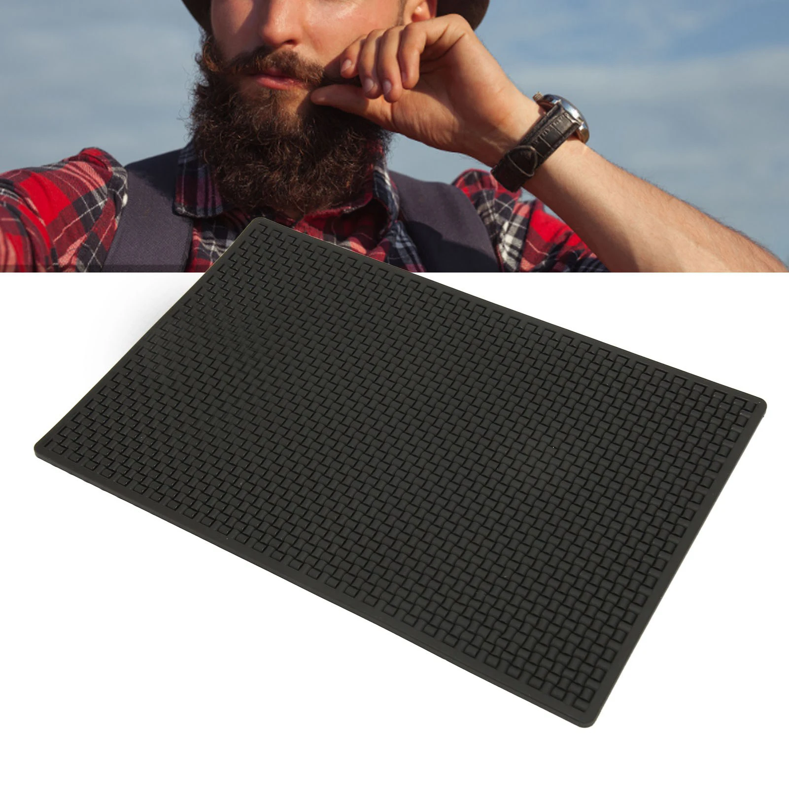 Silikon-Antirutschmatte Rutschfeste Friseurmatte Flexible Wasserdichte Silikonmatte Haarschneidewerkzeug-Organizer für Haarschneidemaschine, Bürste, Schere Image