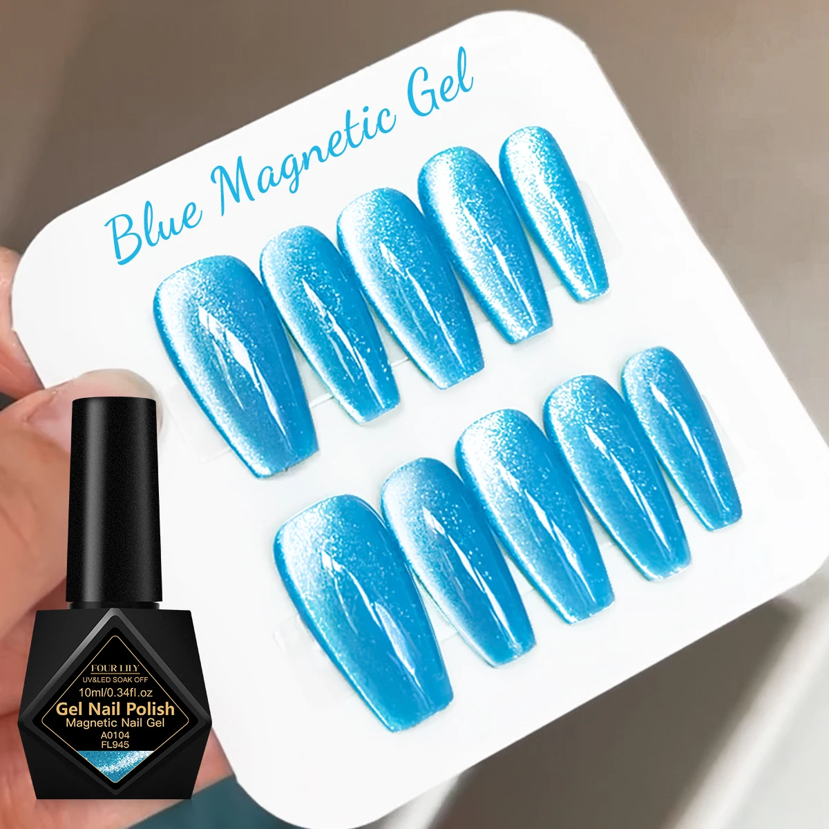 10 ml Ocean Blue Cat Magnetischer Gel-Nagellack, glitzerndes Gelee-Glas-Nagelgel, Soak Off UV Semi-Permanent Nail Art Lack Maniküre Image