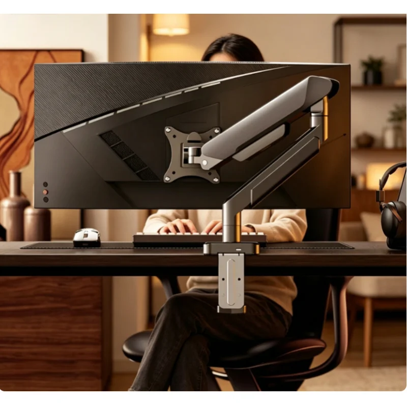 Verstellbare Universelle Einzelmonitor-Tischhalterung Passend für 32 Zoll Max Bildschirm 19,8 LBS Tragkraft für Home Office Desktop Image