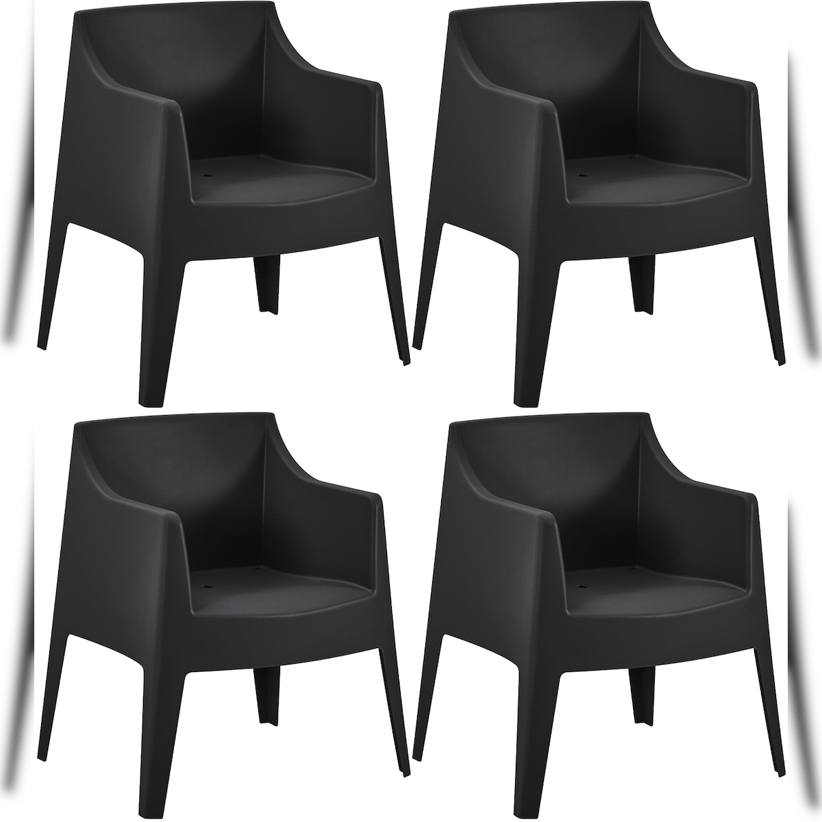 DELUKE Gartenstuhl HENRI 4er Set 73x57x78cm, Kunststoff, Schwarz Stapelstuhl Loungestuhl Garten Outdoor-Stuhl Image