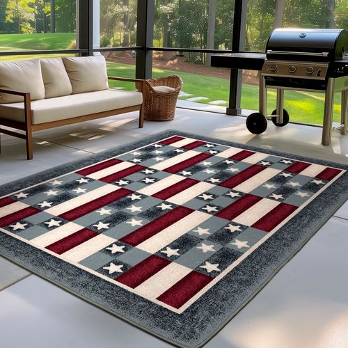 Liberty Loom Rectangle Rug Blue, 5'4"" x 7'8"", Blue