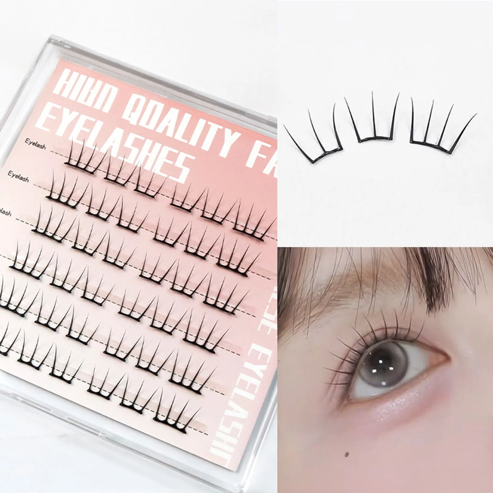 Koreanische Frauengruppe Wispy Falsche Wimpern Süße Katzenpfote Wimpernverlängerung Natürliches Make-up Große Kapazität Idol Manga Lash Cluster Image
