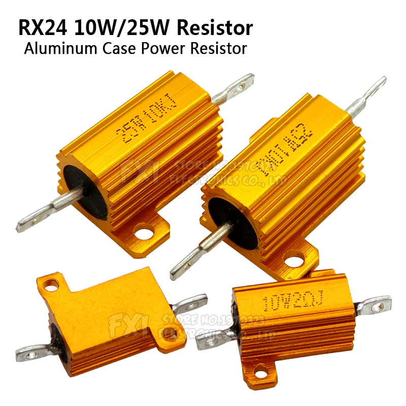 1PCS 10W 25W Aluminium Power Metall Shell Fall Draht Widerstand 0,01 ~ 30K 1 2 3 5 6 8 10 20 100 150 1K 10K ohm Igmopnrq RX24 5W Image