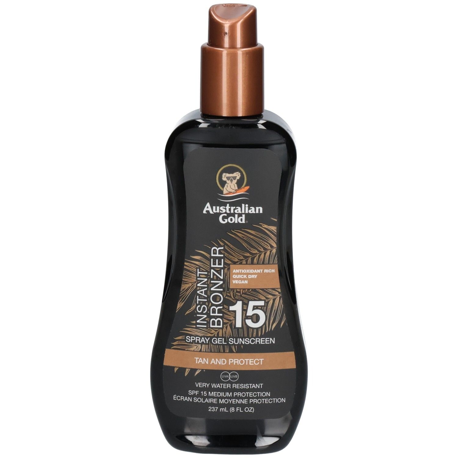 Australian Gold Gel Spray SPF 15 con Bronzer Istantaneo 237 ml dosator