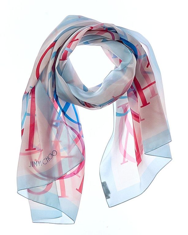 Logo Silk Scarf - Blue - Jimmy Choo Scarves