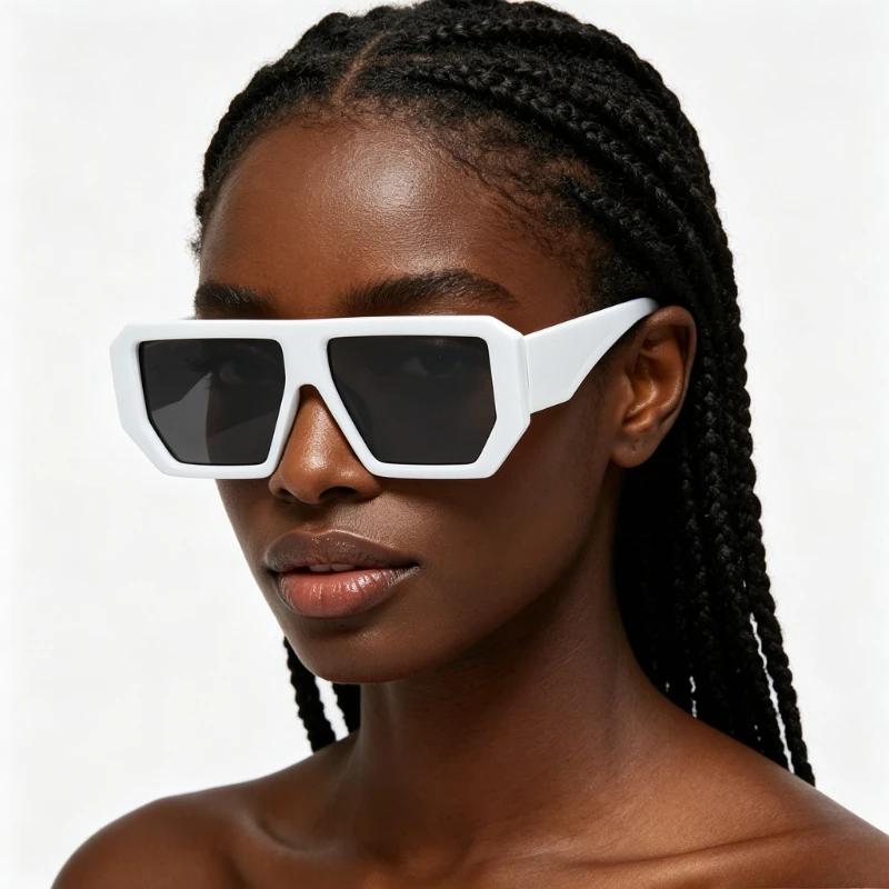 Neue Modische Damen Markendesigner Sonnenbrille Quadratischer Rahmen Verlaufsgläser Doppelbrücken-Sonnenbrille Vintage UV400 Eyewear Image