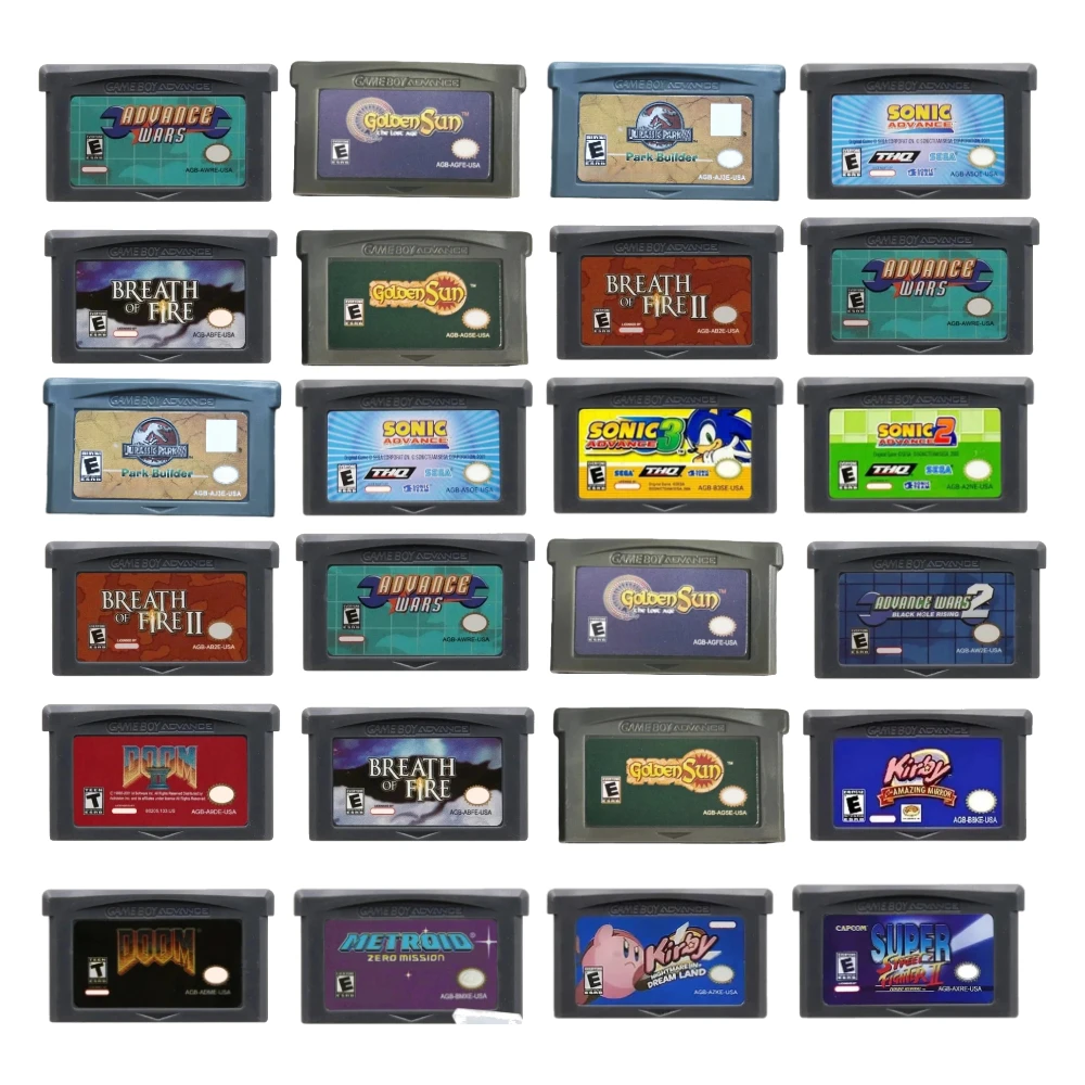 Classic GBA Game Cartridge Kirby Wars Golden Sun Street Fighter Doom Metroid for Advance GBA SP Retro Video Game Collection Gift