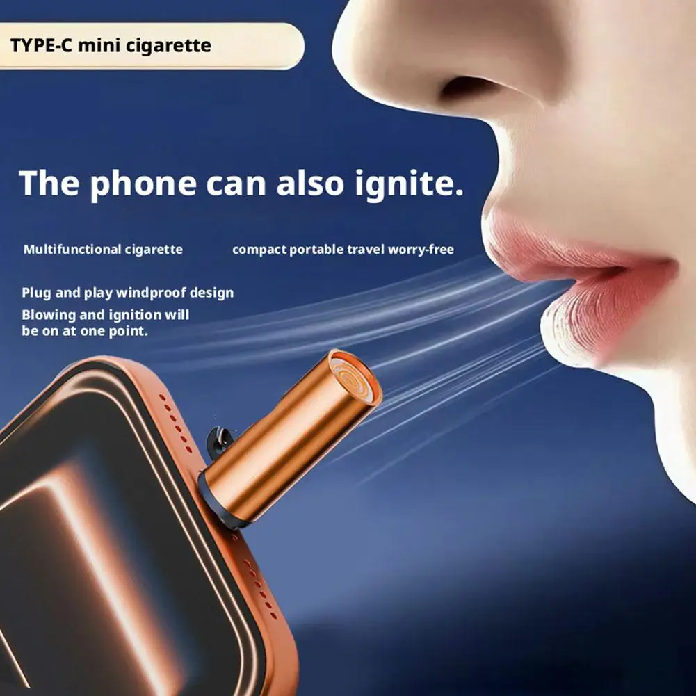 Flammenloses Typ-C-Zigarettenanzünder Windfest Kein Aufladen Nötig Tragbares USB-C-Feuerzeug Schnelle Zündung Sicheres Luftblas-Feuerzeug Image