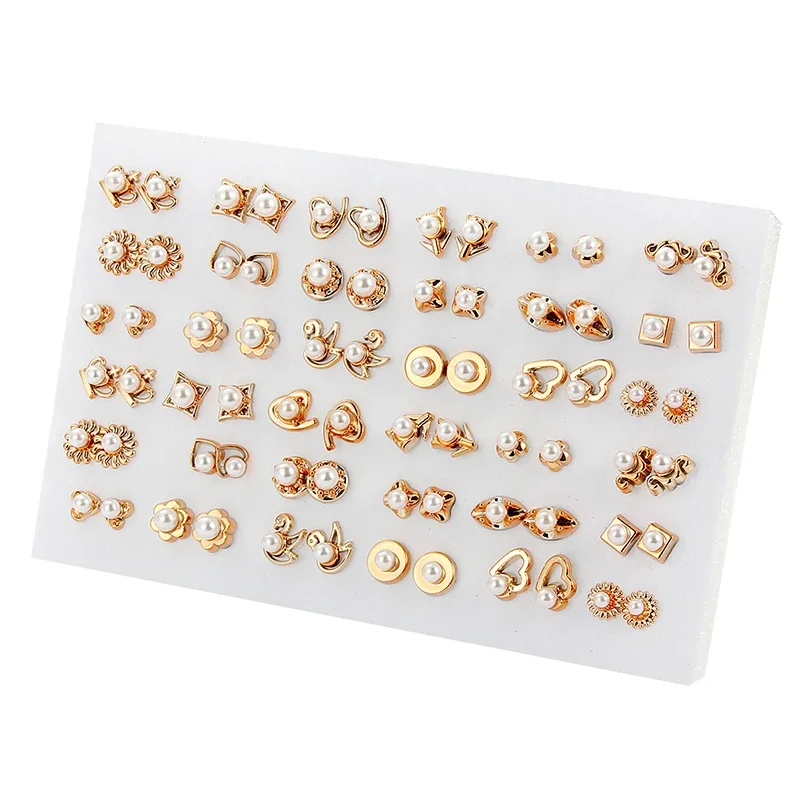 Großhandel 36Pairs/18pairs Gemischte Stile Strass Sonne Blume Geometrische Tier Kunststoff Ohrstecker Set Für Frauen Mädchen schmuck Image