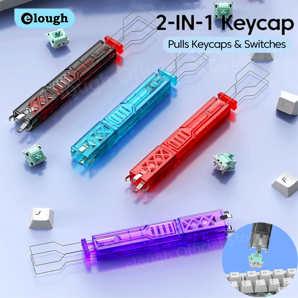 Elough 2-in-1-Tastatur-Tastenkappen, Schalter, Abzieher, Öffner, universeller Tastenkappen-Schaftentferner, Knopfabzieher, Tastaturen, Zubehör-Set Image