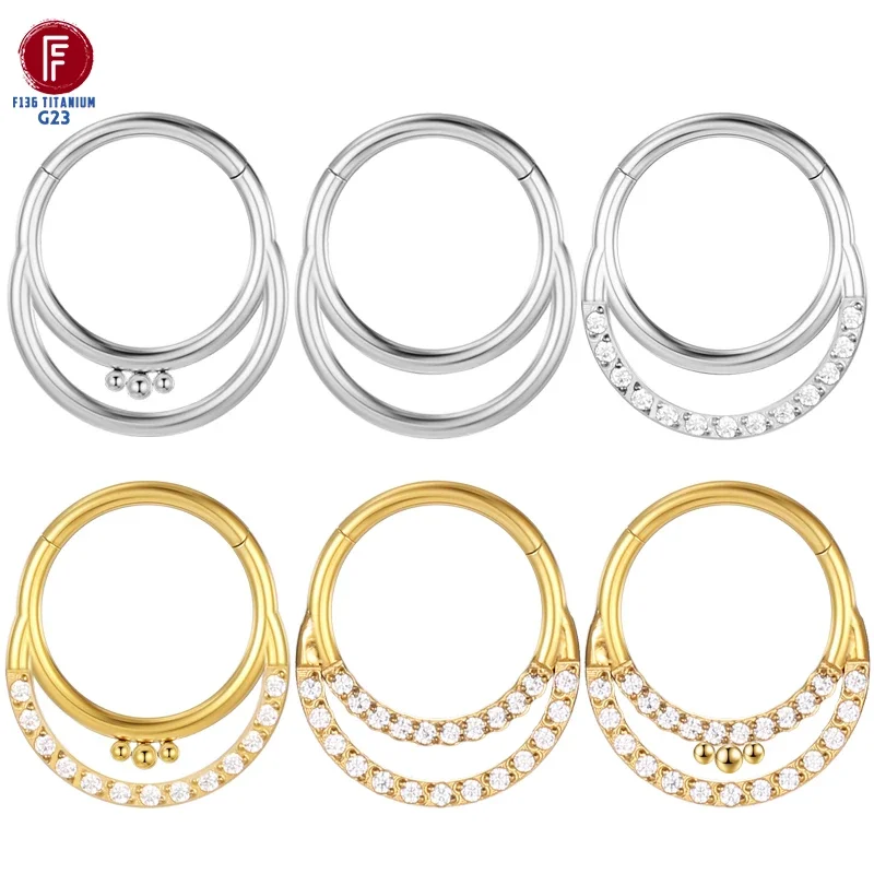 F136 Titan Piercing Tragus Clicker Zirkon Nasenringe 16G Ohrring Septum Scharniersegment Ohrknorpel Charmanter Körperschmuck Image