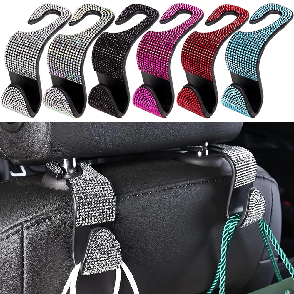 Strass Auto Sitz Zurück Haken Bling Diamant Aufhänger Auto Zurück Universal Kopfstütze Halterung Lagerung Halter Auto Innen Zubehör Image