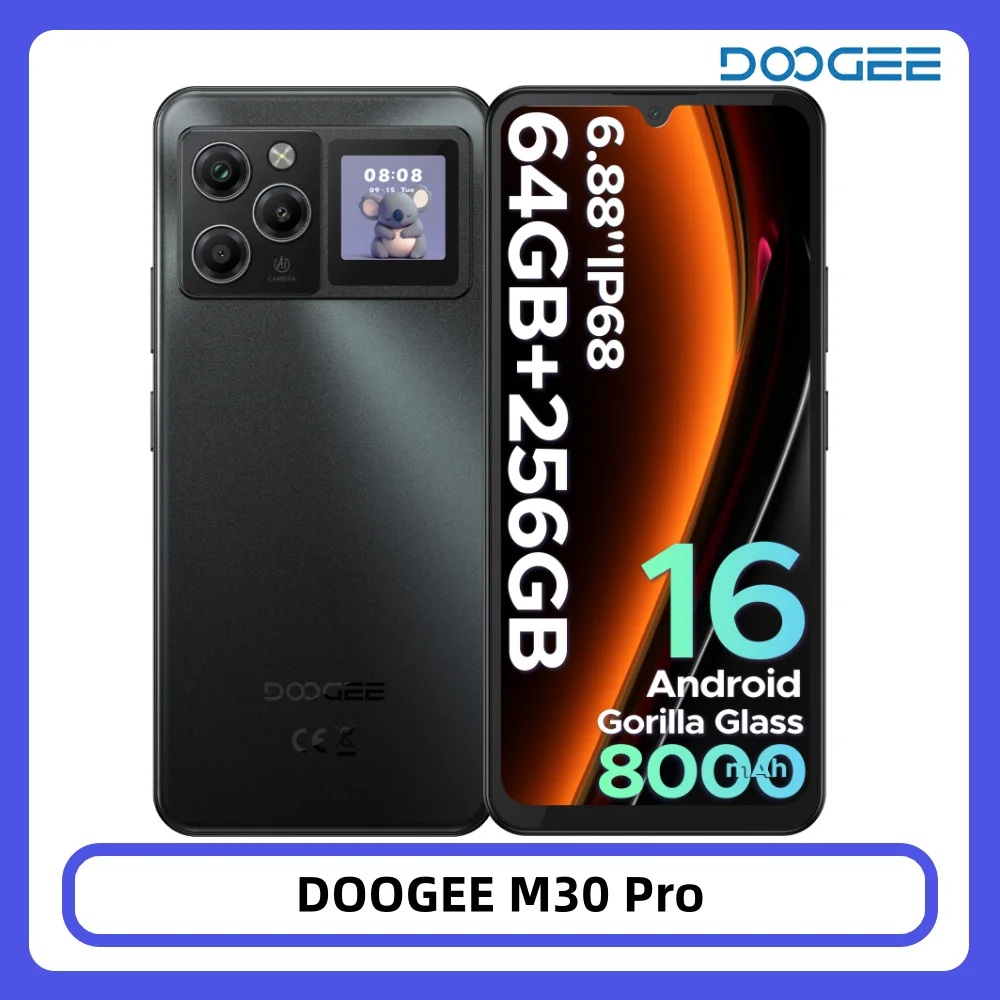 DOOGEE M30 Pro Smartphone Android 16 64GB+256GB IP68 Rückdisplay 6,88 Zoll 120Hz Display 8000mAh Akku 64MP Kamera Handy Image