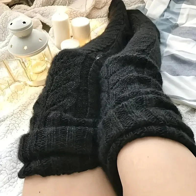 1 Paar Damen-Socken für Herbst und Winter, dick gestrickt, lange Socken, warm, bequem, erhältlich für Mädchen über dem Knie, Stapelsocken Image