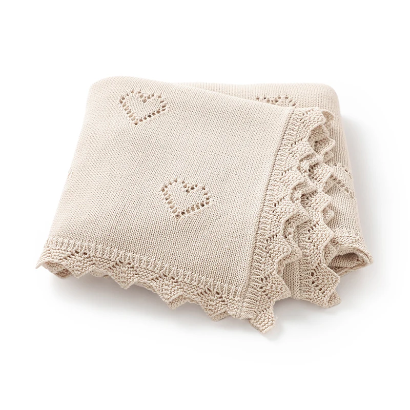 Babydecken Gestrickte 90*70 cm Ultraweiche Baumwolle Neugeborenen Jungen Mädchen Tröster Kinderwagen Bettwäsche Swaddle Wrap Schlafen Zeug Image