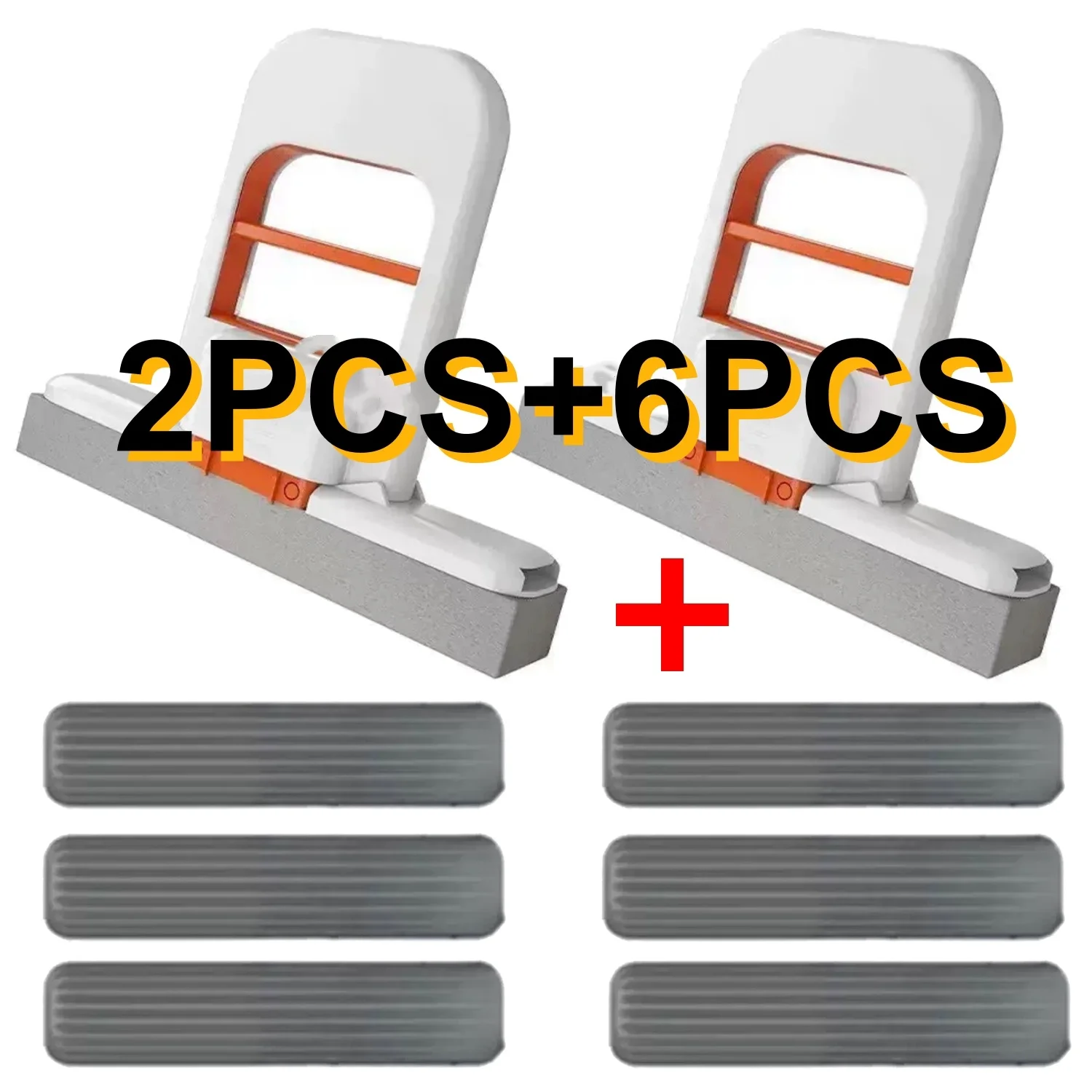 2/8-teiliges Wischmopp-Schwamm-Set, selbstauswringbarer Mini-Handschwamm-Mopp, faltbares Reinigungswerkzeug für Badezimmer, Küche, Glas Image