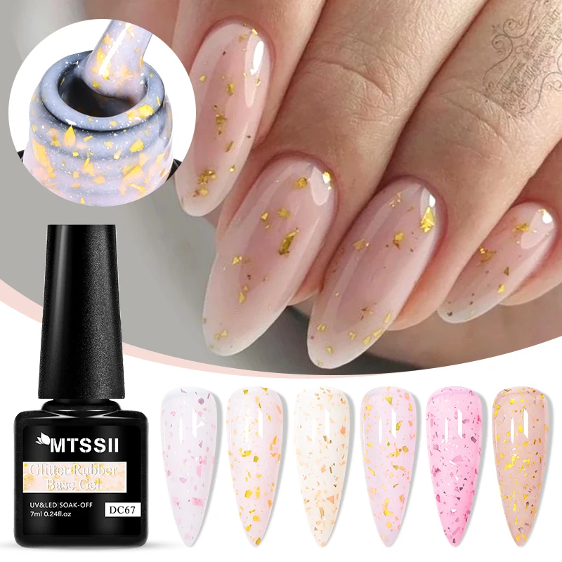 7 ml Gold Glitter Gummi Basis Gel Nagellack Rosa Weiß UV Bau Gel Semi Permanent Lack Soak Off UV LED Nägel Kunst Image