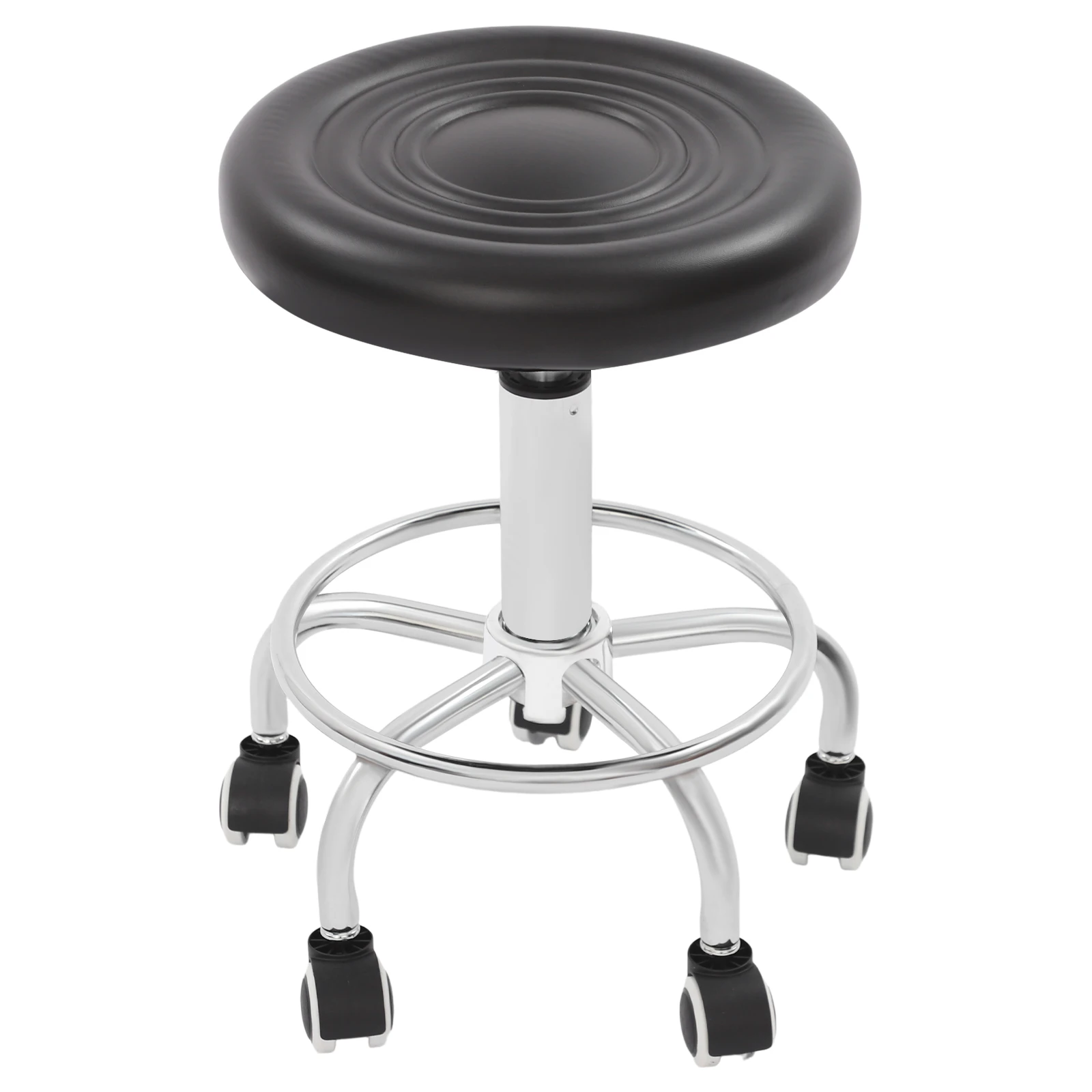 360 ° Rollbarer Barhocker, höhenverstellbarer, bequemer, drehbarer Arbeitsstuhl, Stuhl für Zuhause/Büro/Bar/Schönheitssalon, Schwarz/Weiß