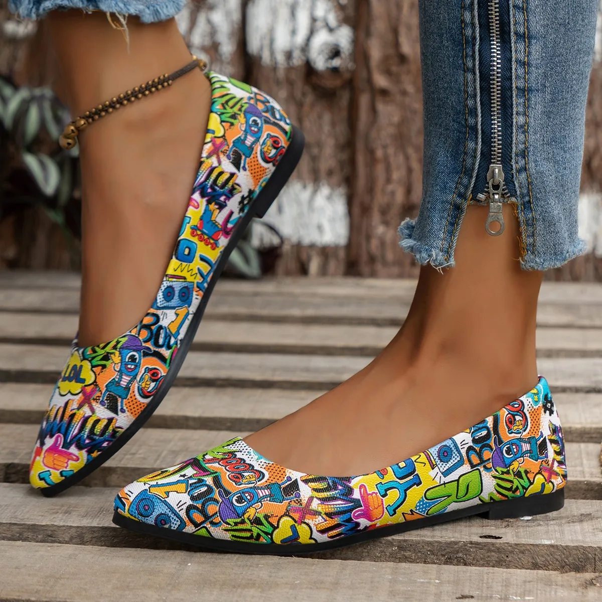 Neuankömmling 2024, Damen-Schuhe mit spitzer Zehenpartie, schöne und modische Sommerschuhe, flache Ballerina, bequeme, lässige Damenschuhe