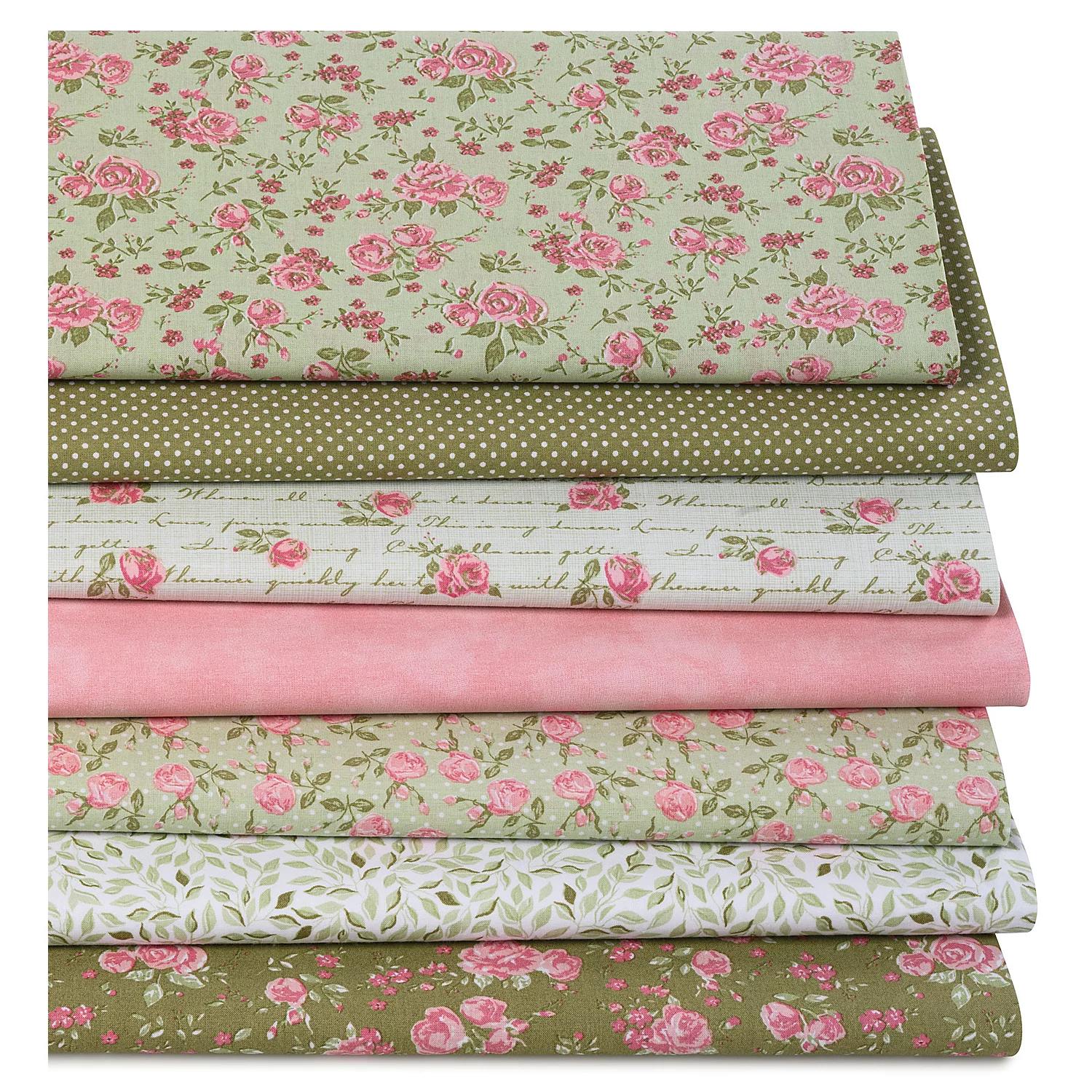 Lot patchwork "splendeur des roses", vert/coloré, série "Mona