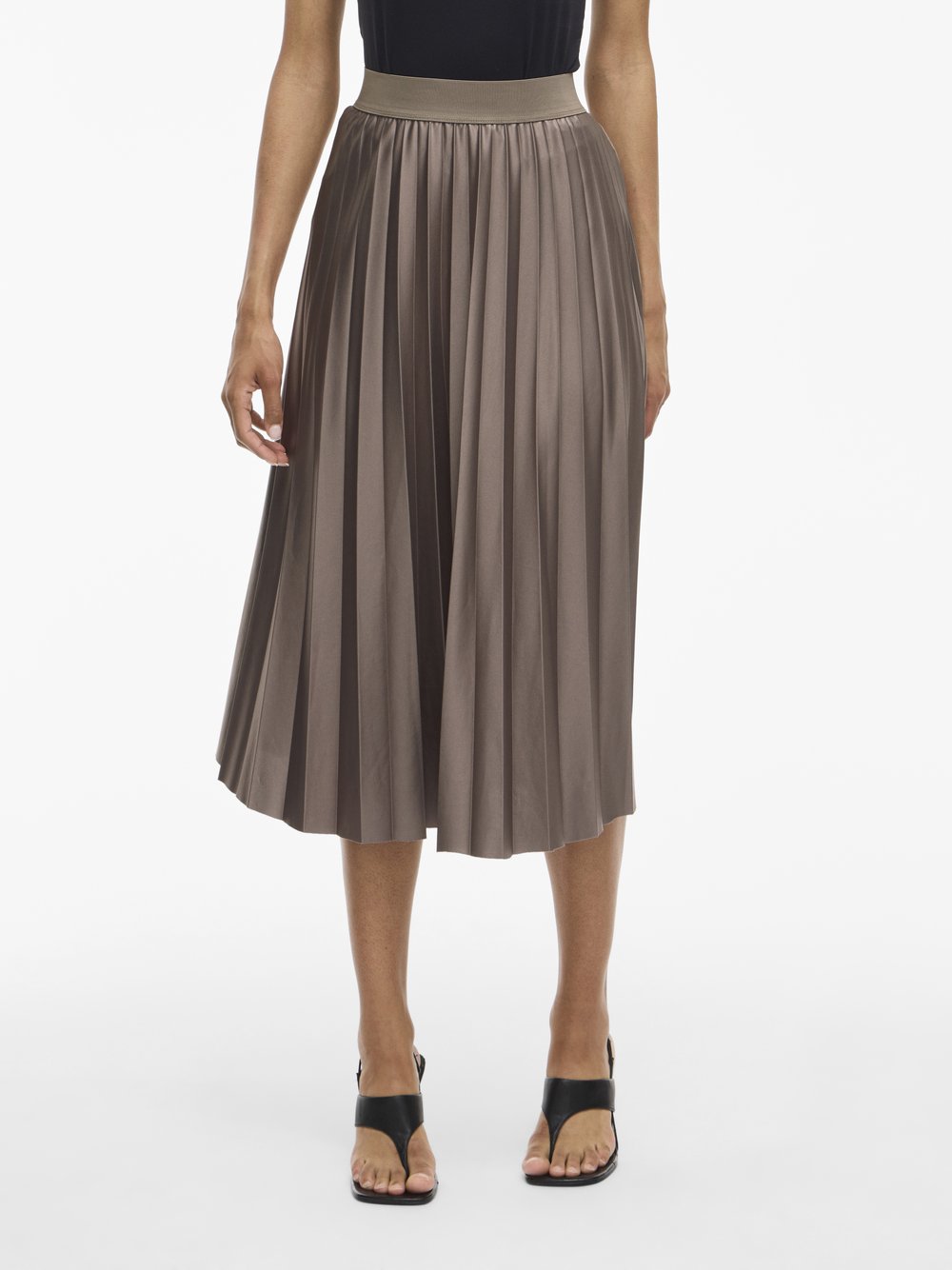 Vila Plisseerock Damen taupe, L