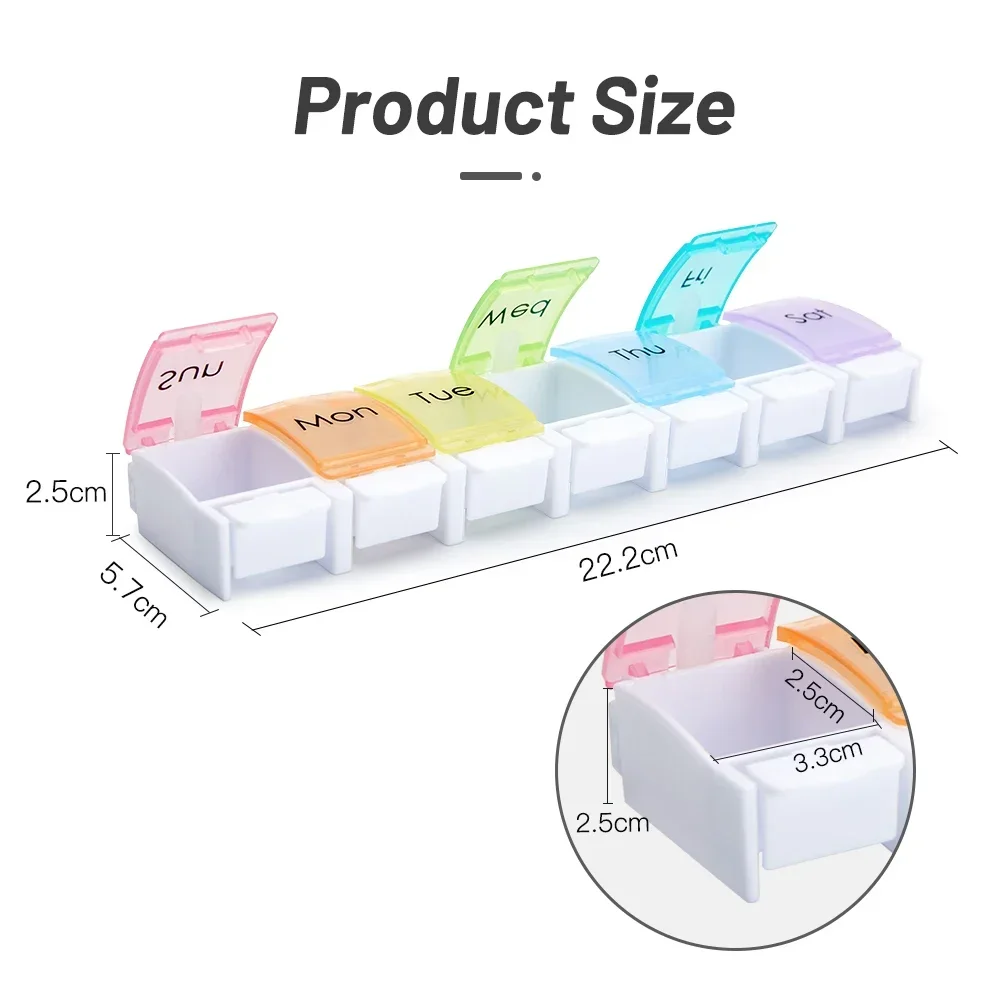 Wöchentlicher Pillenorganizer BPA-frei 7-Tage-Pillenbox mit Großen Fächern für Vitamine, Dorschleberöl, Nahrungsergänzungsmittel und Medikamente Image