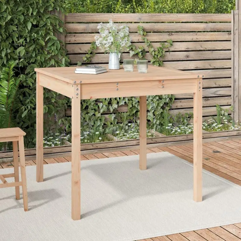 vidaXL Table de jardin en bois de pin massif, table à manger d'extérieur 82,5x82,5x76 cm pour patio, jardin, mobilier de jardin