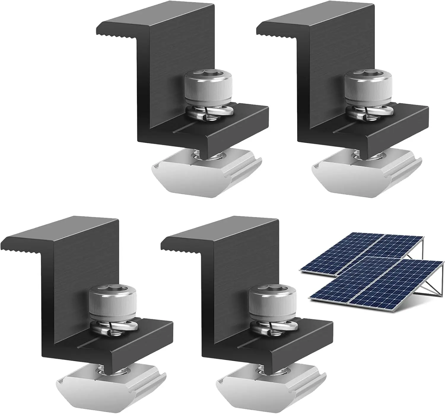 Solarpanel-Montageklemme Verstellbare Halterung End- & Mittelklemme PV-Panel-Clip für Solarpanel-PV-System-Installation 4/8 Einheiten Image