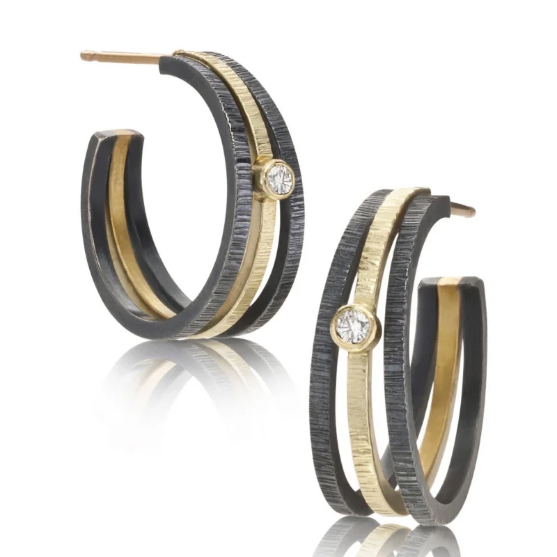 Modischer, minimalistischer Stil, synthetischer Zirkonia, mehrschichtige C-förmige Tropfenohrringe, elegantes, schickes Design für Damen, täglicher Urlaubsschmuck Image