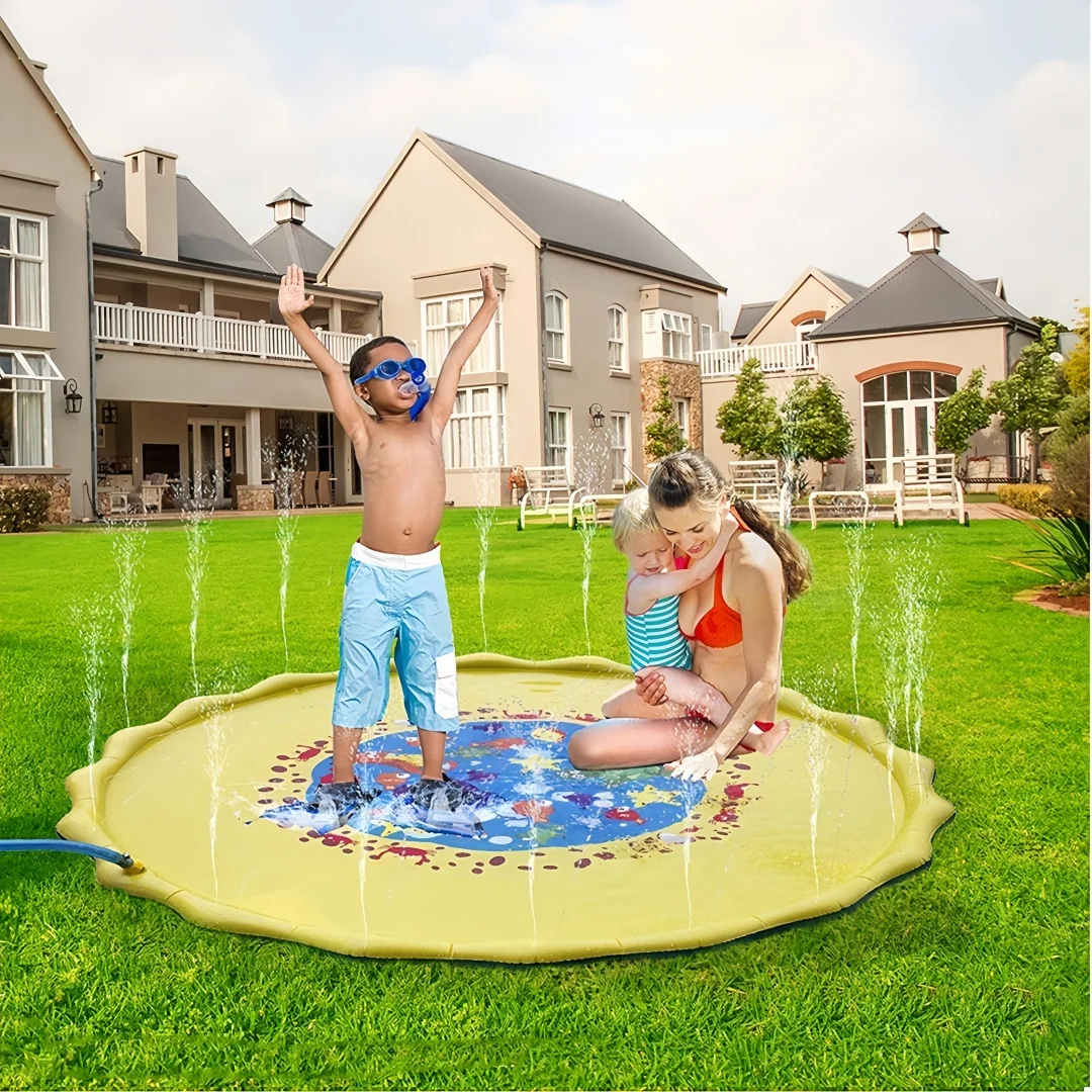 Garten-Spaßspielzeug, aufblasbare Wasser-Spielmatte aus PVC, aufblasbare Schwimmbadmatte, Spielmatte für den Rasen, Wasserspielplatz Image