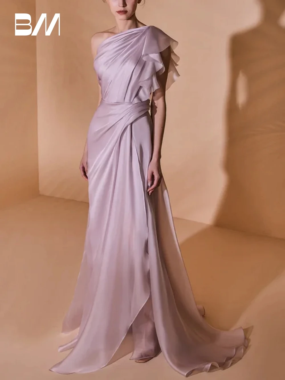 Purple One Shoulder Chic Evening Dress Simple Mermaid Pleated Party Prom Gown Customized Stylish Birthday Women Banquet Wear
