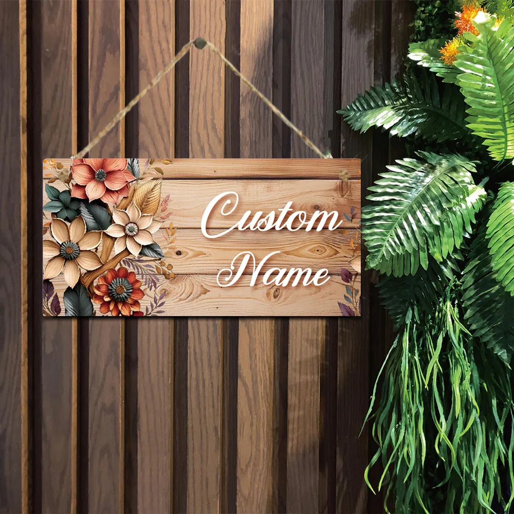 1PC Gorgeous Custom Name Door Signs For Garden Decor Flower Plate Signs Personalized Garden Plaque For Bedroom Decor