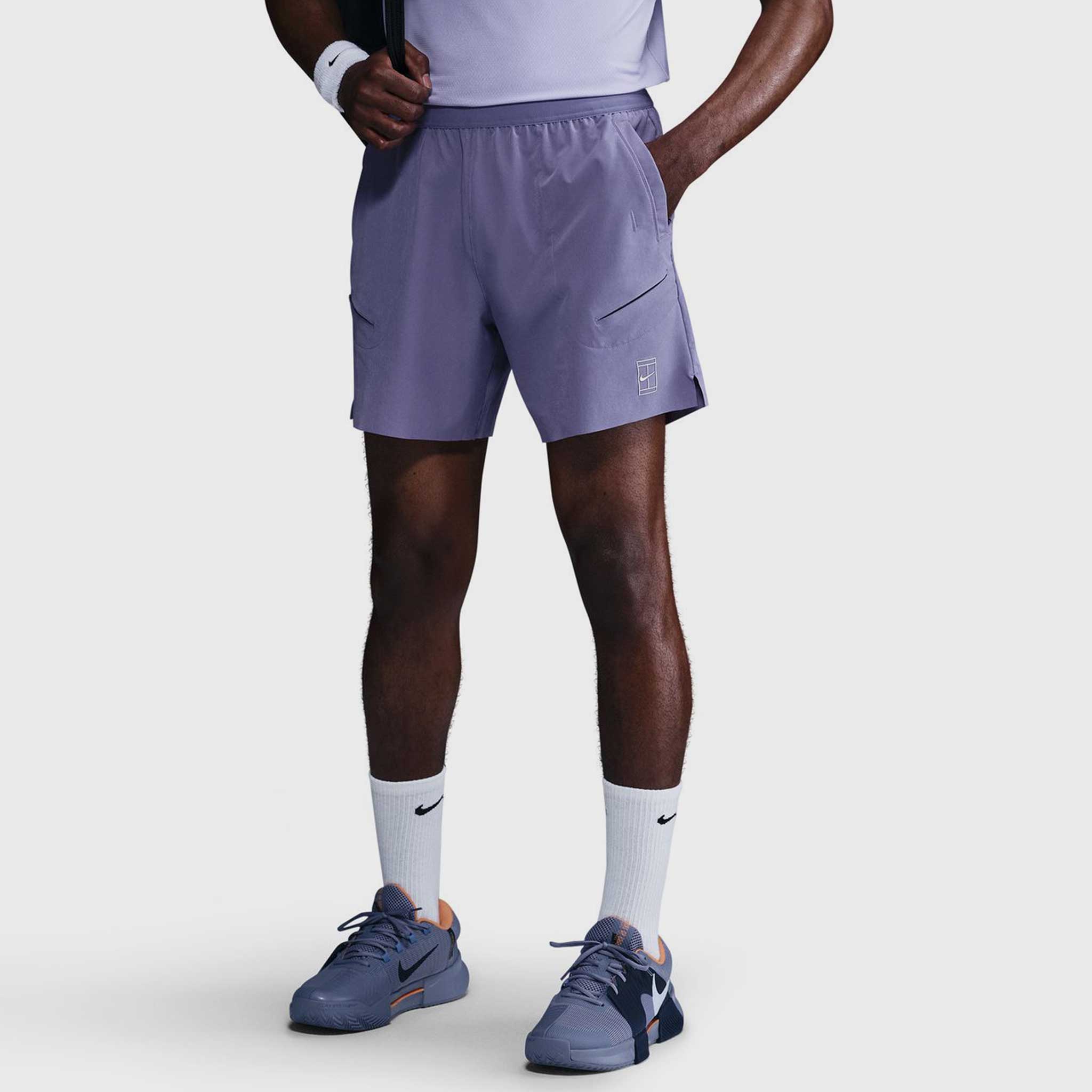 Nike Dri-Fit Advantage 6" Tennis Short Men's Tennis Apparel Dusty Amethyst/White