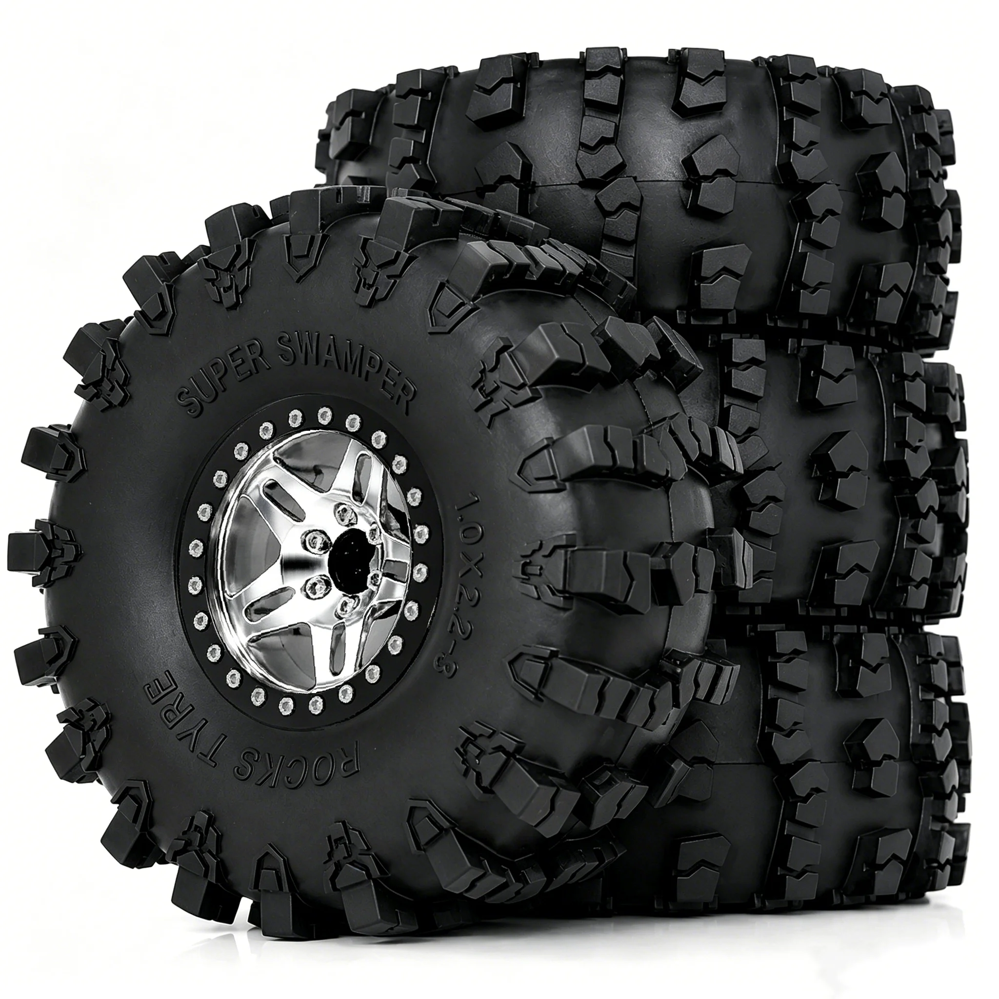 RED SPIDER 4-teiliges 150mm Metall 2,2" Beadlock Felgen- und Reifenset für 1/10 1/8 Crawler Auto Traxxas Axial SCX10 II RC4WD CC01 Gen8 ﻿ Image