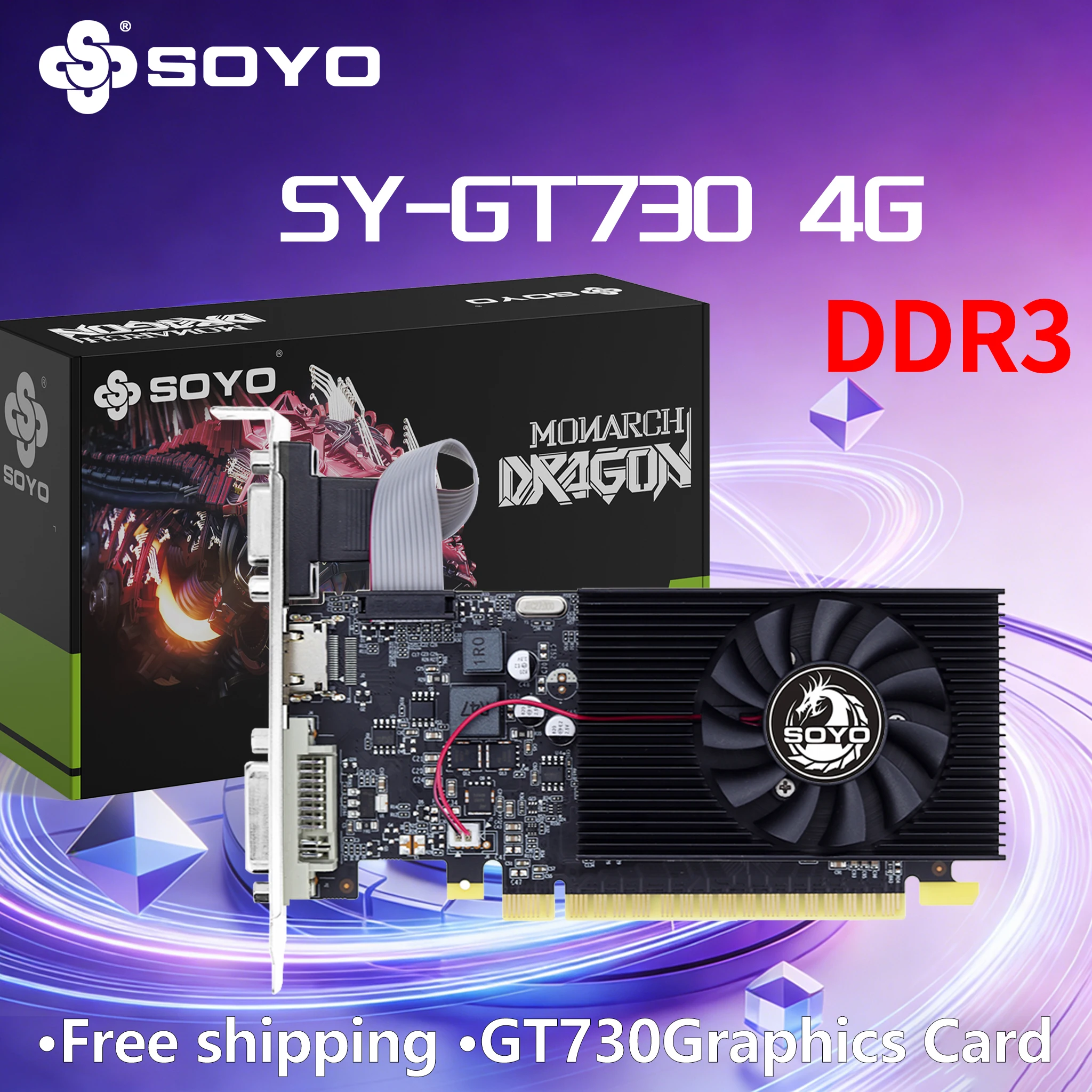 Grafikkarten SOYO NVIDIA GT730 4G GDDR3 128bit Grafikkarte HDMI+DP+DVI für Desktop-Gaming-Computerkomponenten GPU GT 730 Image